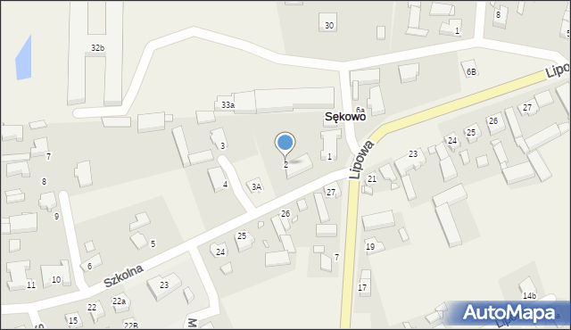 Sękowo, Szkolna, 2, mapa Sękowo