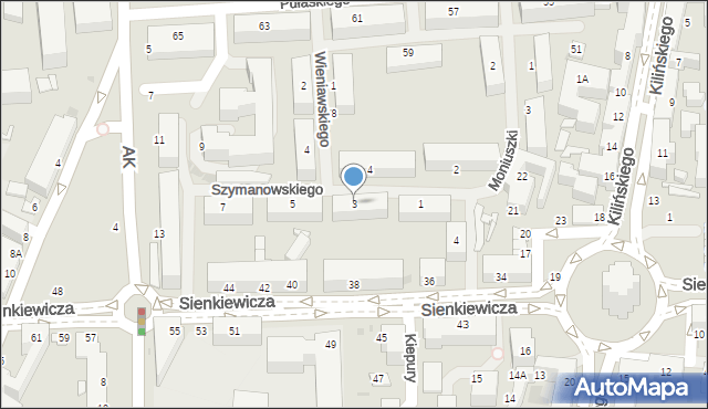 Siedlce, Szymanowskiego Karola, 3, mapa Siedlce