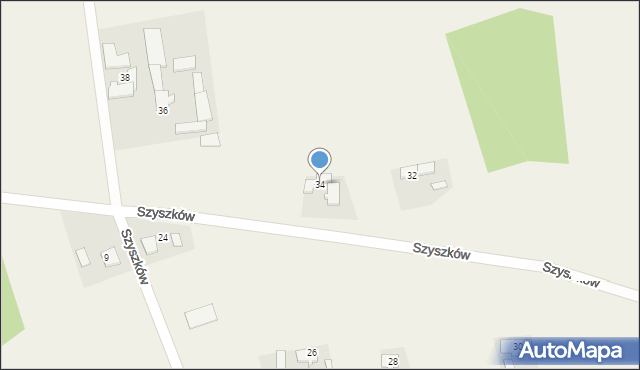 Sieraków Śląski, Szyszków, 34, mapa Sieraków Śląski