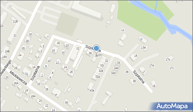 Sierpc, Szpitalna, 30, mapa Sierpc