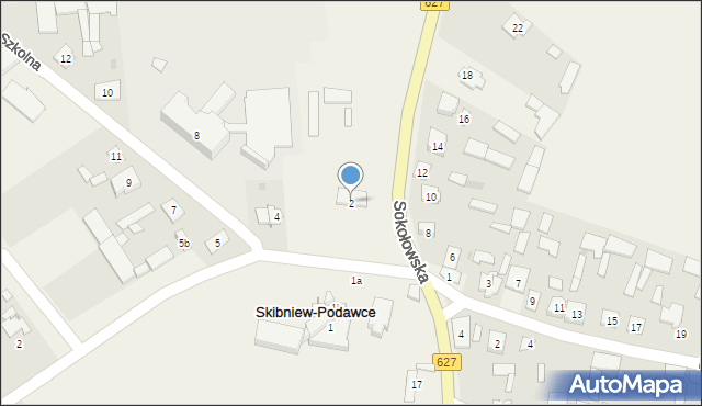 Skibniew-Podawce, Szkolna, 2, mapa Skibniew-Podawce