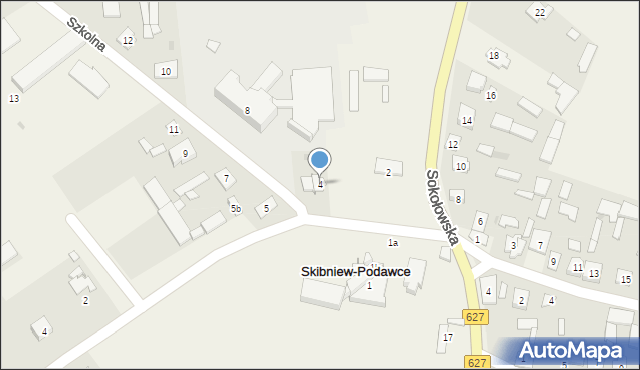 Skibniew-Podawce, Szkolna, 4, mapa Skibniew-Podawce