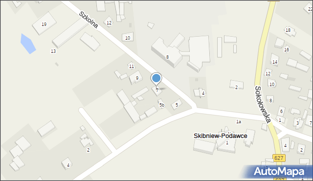 Skibniew-Podawce, Szkolna, 7, mapa Skibniew-Podawce