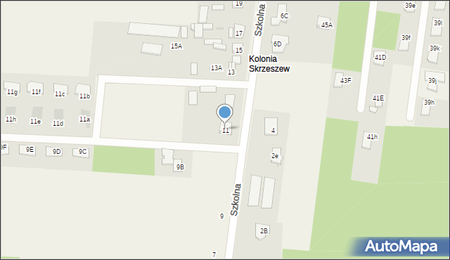 Skrzeszew, Szkolna, 11, mapa Skrzeszew