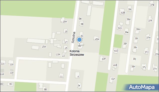 Skrzeszew, Szkolna, 6D, mapa Skrzeszew