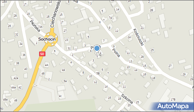 Sochocin, Szkolna, 1, mapa Sochocin