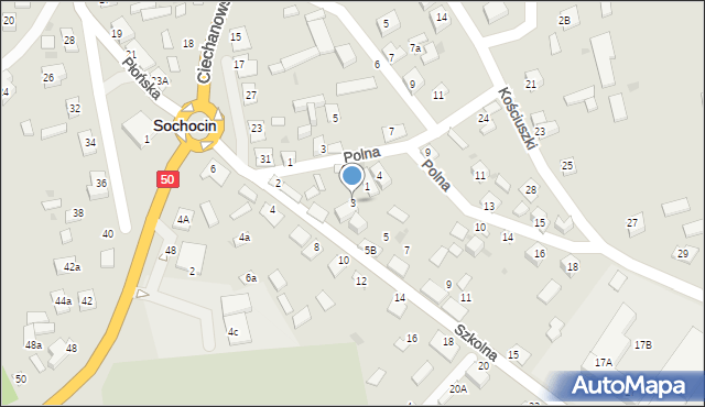 Sochocin, Szkolna, 3, mapa Sochocin