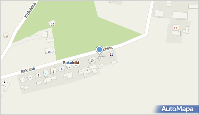 Sokolniki, Szkolna, 11, mapa Sokolniki