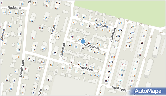 Sosnowiec, Szczęśliwa, 14, mapa Sosnowca