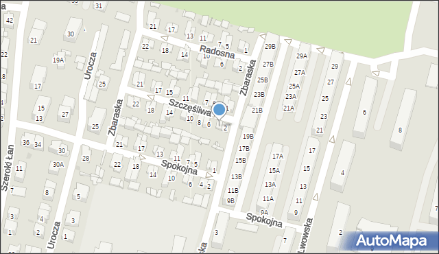 Sosnowiec, Szczęśliwa, 4, mapa Sosnowca