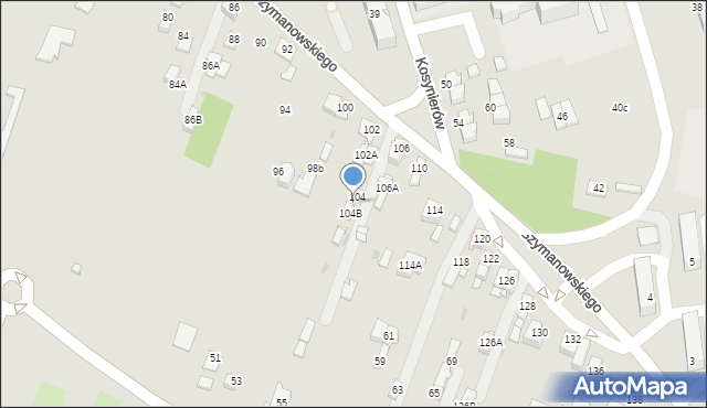 Sosnowiec, Szymanowskiego Karola, 104A, mapa Sosnowca