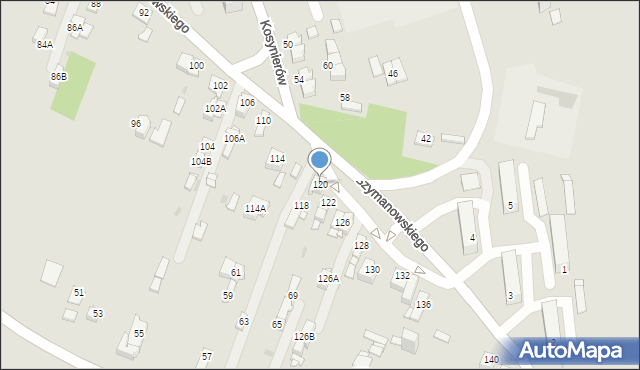 Sosnowiec, Szymanowskiego Karola, 120, mapa Sosnowca
