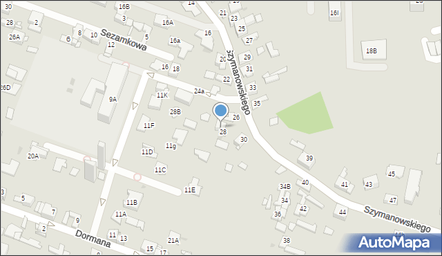 Sosnowiec, Szymanowskiego Karola, 28A, mapa Sosnowca