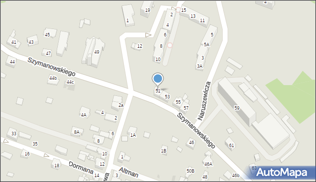 Sosnowiec, Szymanowskiego Karola, 51, mapa Sosnowca