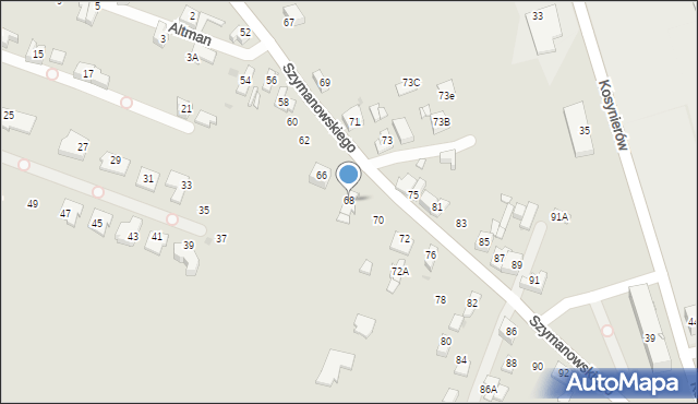 Sosnowiec, Szymanowskiego Karola, 68, mapa Sosnowca