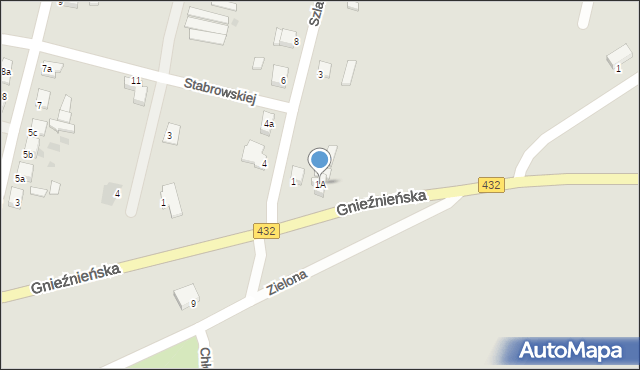 Środa Wielkopolska, Szlafroka, 1A, mapa Środa Wielkopolska