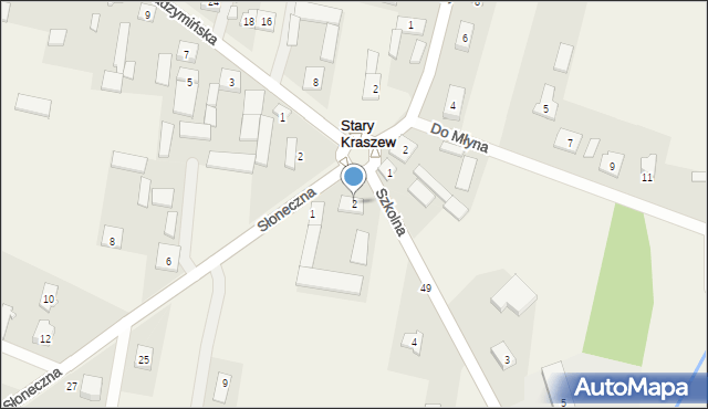 Stary Kraszew, Szkolna, 2, mapa Stary Kraszew