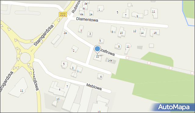 Straszyn, Szafirowa, 12, mapa Straszyn