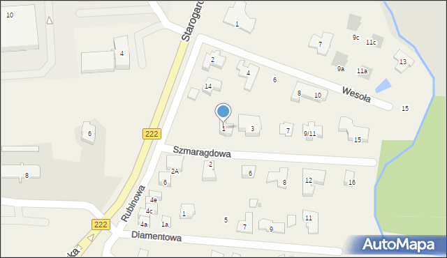 Straszyn, Szmaragdowa, 1, mapa Straszyn
