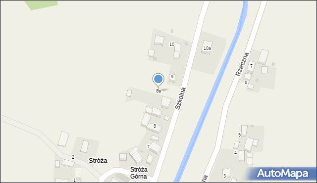 Stróża, Szkolna, 8a, mapa Stróża