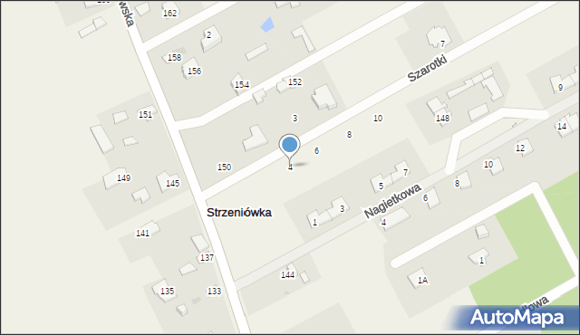 Strzeniówka, Szarotki, 4, mapa Strzeniówka