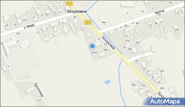 Strzyżowice, Szosowa, 27, mapa Strzyżowice