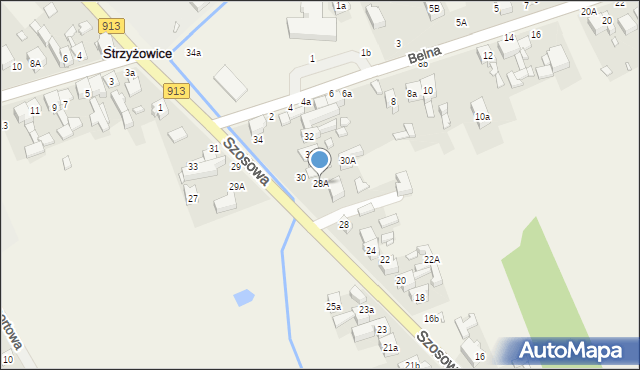 Strzyżowice, Szosowa, 28A, mapa Strzyżowice