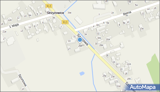 Strzyżowice, Szosowa, 29A, mapa Strzyżowice