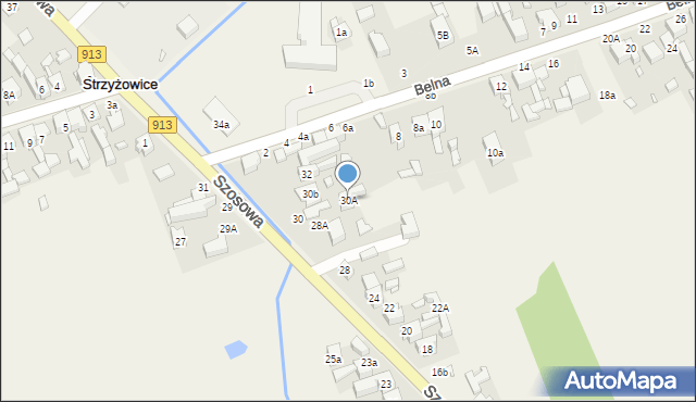 Strzyżowice, Szosowa, 30A, mapa Strzyżowice