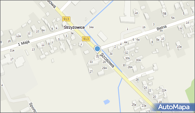 Strzyżowice, Szosowa, 31, mapa Strzyżowice