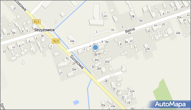 Strzyżowice, Szosowa, 32, mapa Strzyżowice