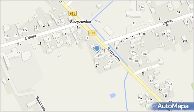 Strzyżowice, Szosowa, 33, mapa Strzyżowice