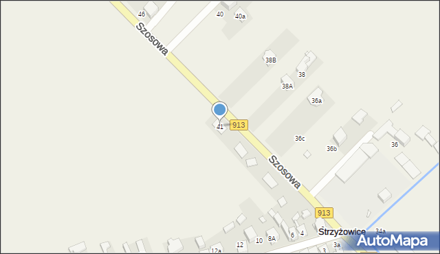 Strzyżowice, Szosowa, 41, mapa Strzyżowice