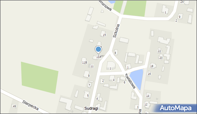 Sudragi, Szkolna, 11A, mapa Sudragi