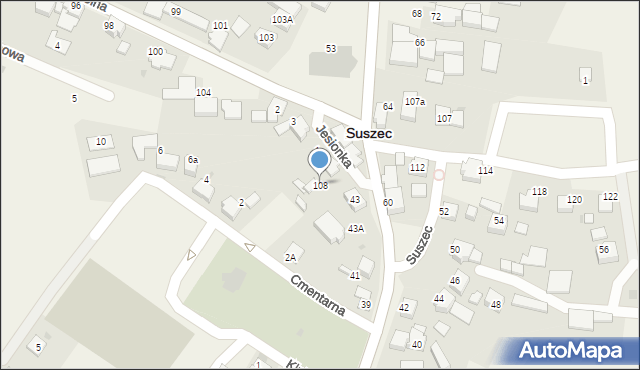 Suszec, Szkolna, 108, mapa Suszec