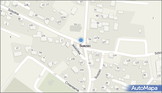 Suszec, Szkolna, 110, mapa Suszec