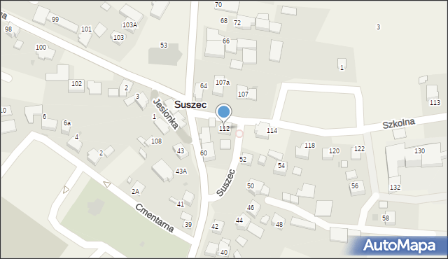 Suszec, Szkolna, 112, mapa Suszec