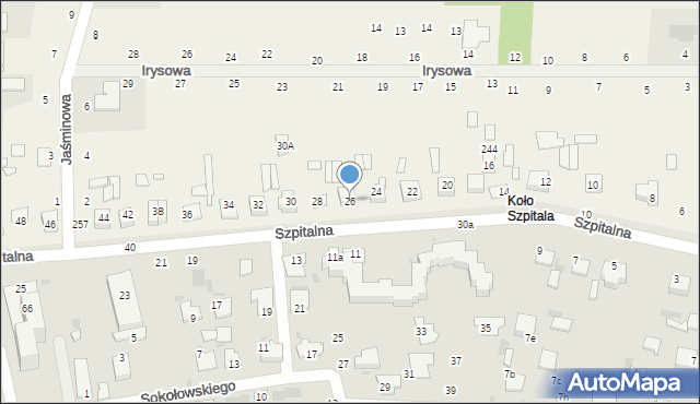 Suszno, Szpitalna, 26, mapa Suszno