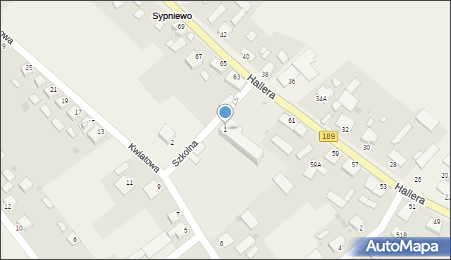 Sypniewo, Szkolna, 1, mapa Sypniewo