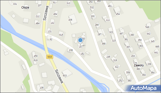 Szczawa, Szczawa, 14, mapa Szczawa