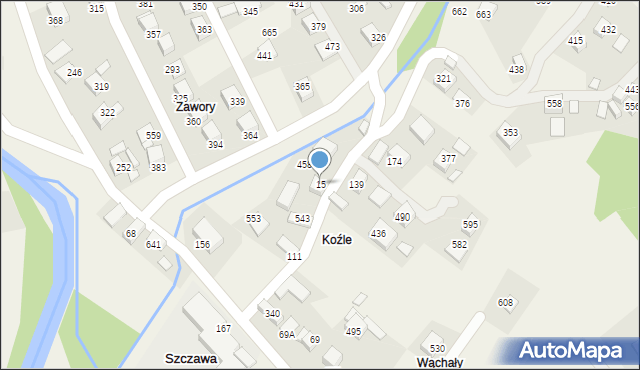 Szczawa, Szczawa, 15, mapa Szczawa