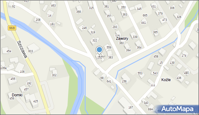 Szczawa, Szczawa, 252, mapa Szczawa