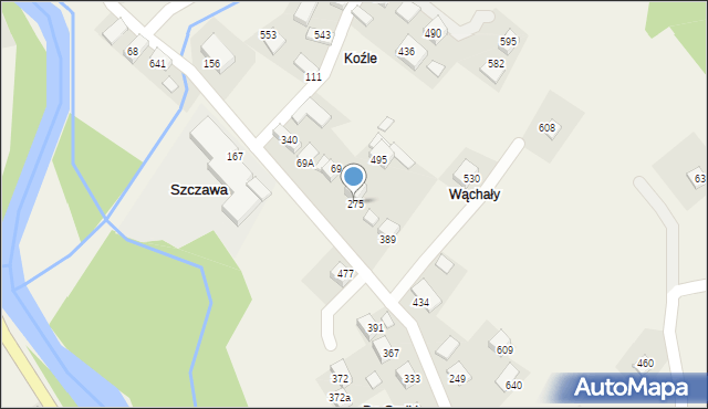 Szczawa, Szczawa, 275, mapa Szczawa