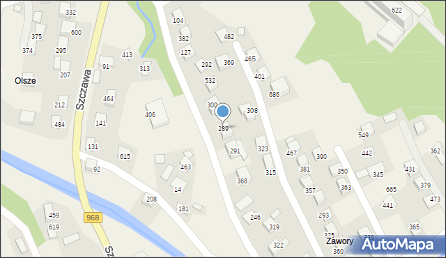 Szczawa, Szczawa, 289, mapa Szczawa