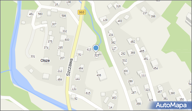 Szczawa, Szczawa, 313, mapa Szczawa