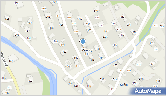 Szczawa, Szczawa, 325, mapa Szczawa