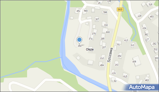 Szczawa, Szczawa, 331, mapa Szczawa