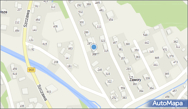 Szczawa, Szczawa, 368, mapa Szczawa