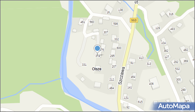 Szczawa, Szczawa, 374, mapa Szczawa