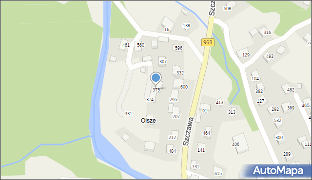 Szczawa, Szczawa, 375, mapa Szczawa